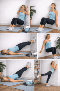 Anfänger Pilates Übungen an der Wand