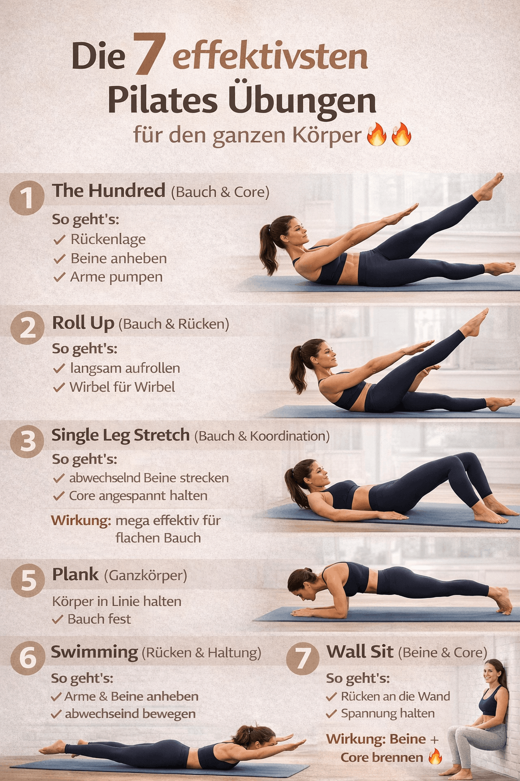 Die 7 besten Pilates Übungen
