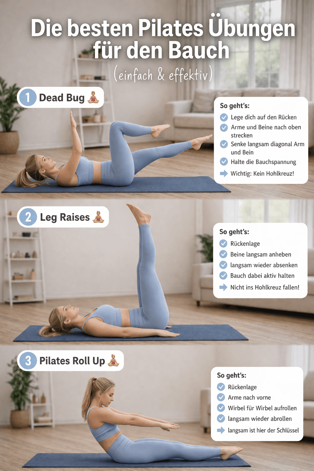 Die besten Pilates Übungen für den Bauch