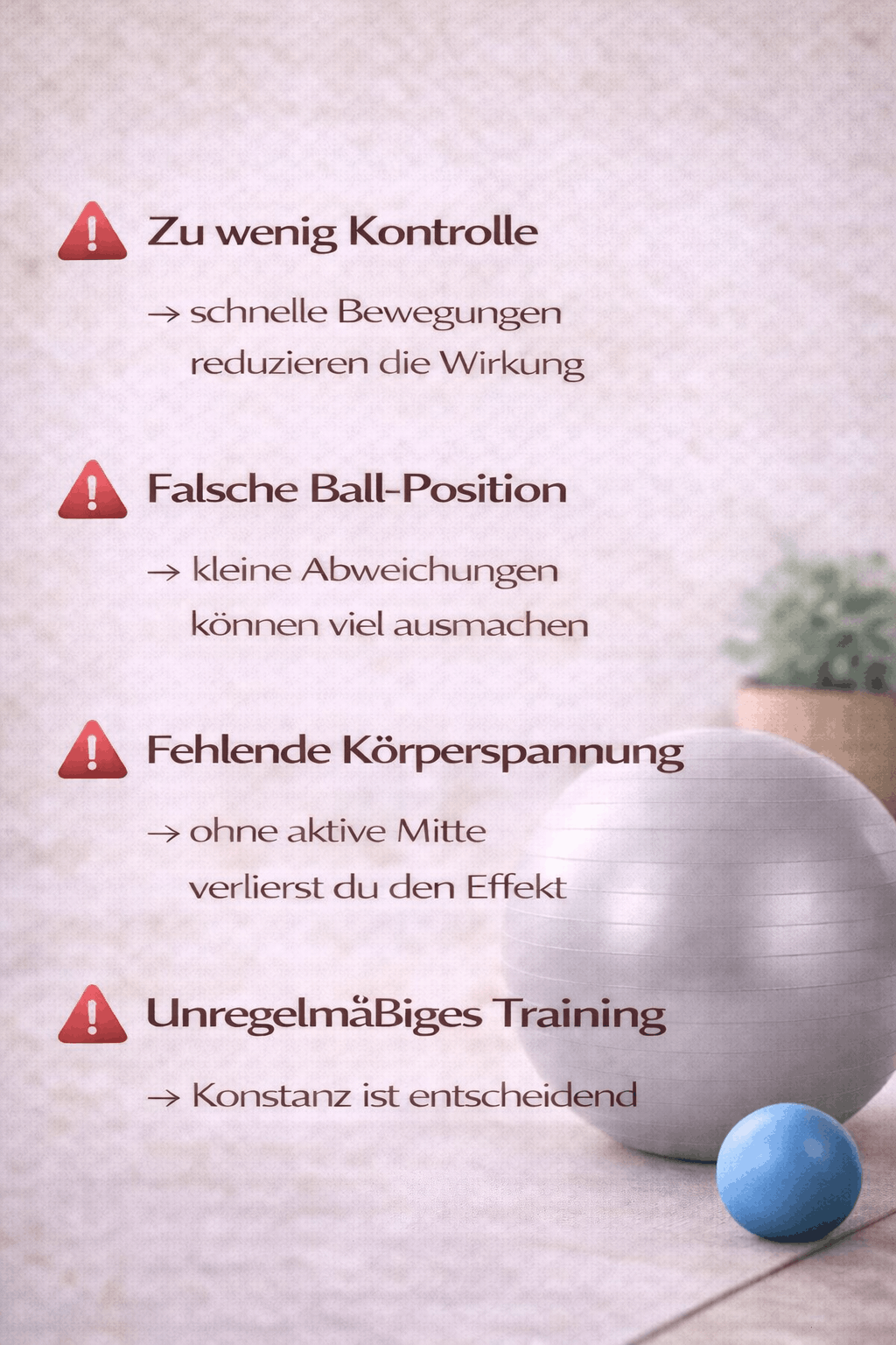 Fehler bei Workouts mit dem Ball