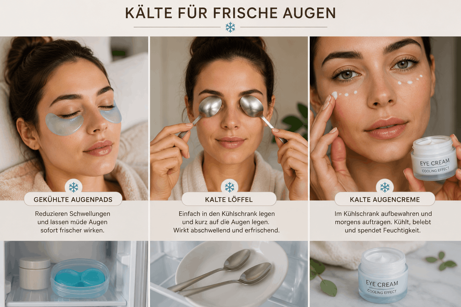 Kälteanwendung gegen Augenringe